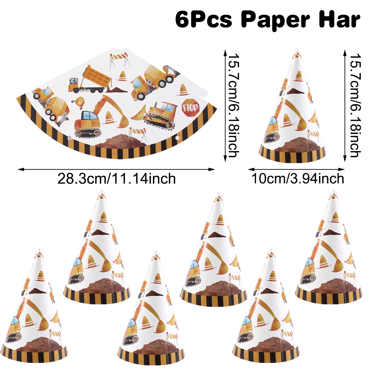 6pcs Construction Truck Birthd - огляд і ціна Party Hat Cone