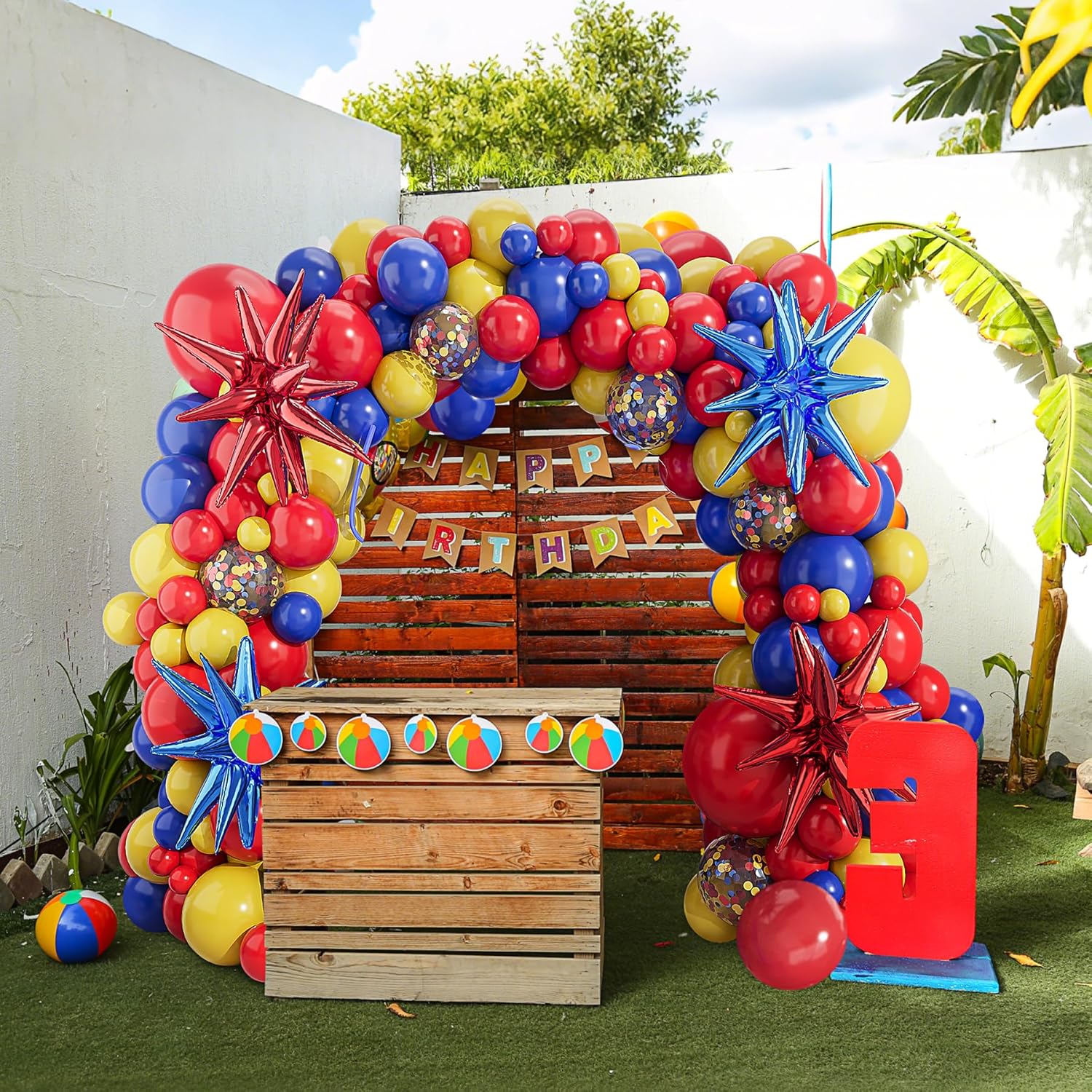 123Pcs Blue Yellow Red Balloon - огляд і ціна Balloon Arch Kit