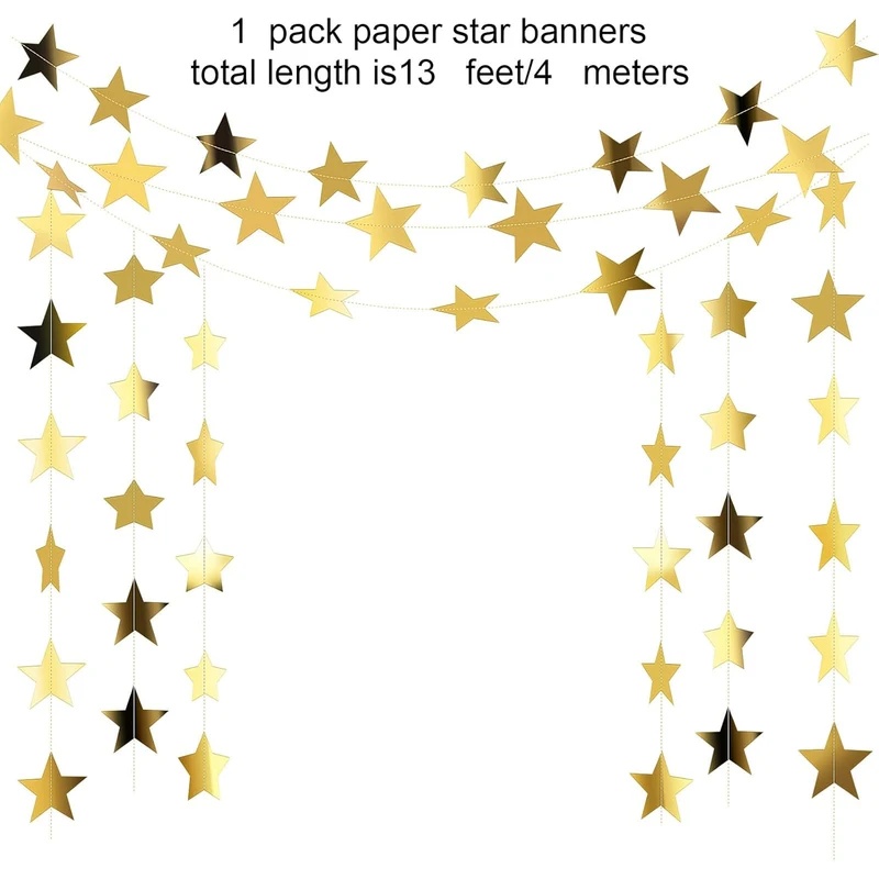 Gold Glitter Star Garland Bann - огляд і ціна Party Banner Gold