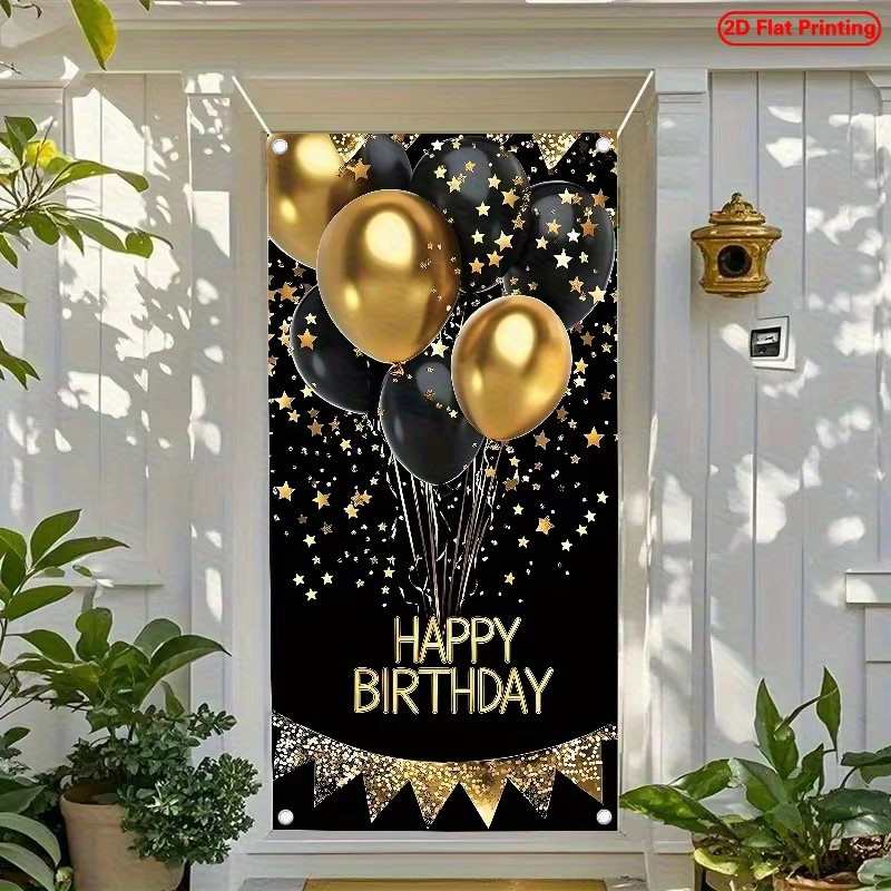 2D Door Banner, 1 Elegant Blac - огляд і ціна Party Banner Gold